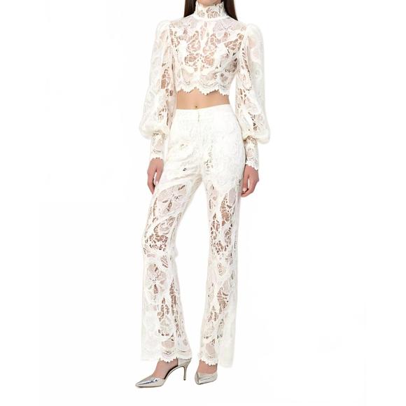 NEW AKALIA rebecca guipure lace top and pant set in white - Picture 1 of 2